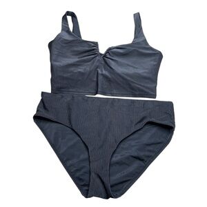 Alia Black Ribbed Bikini Set